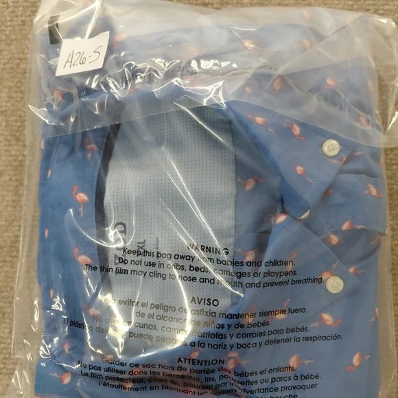 IZOD Mens XXL All Over Flamingo Print Blue Performance Button Up Beach Collared - Picture 8 of 8